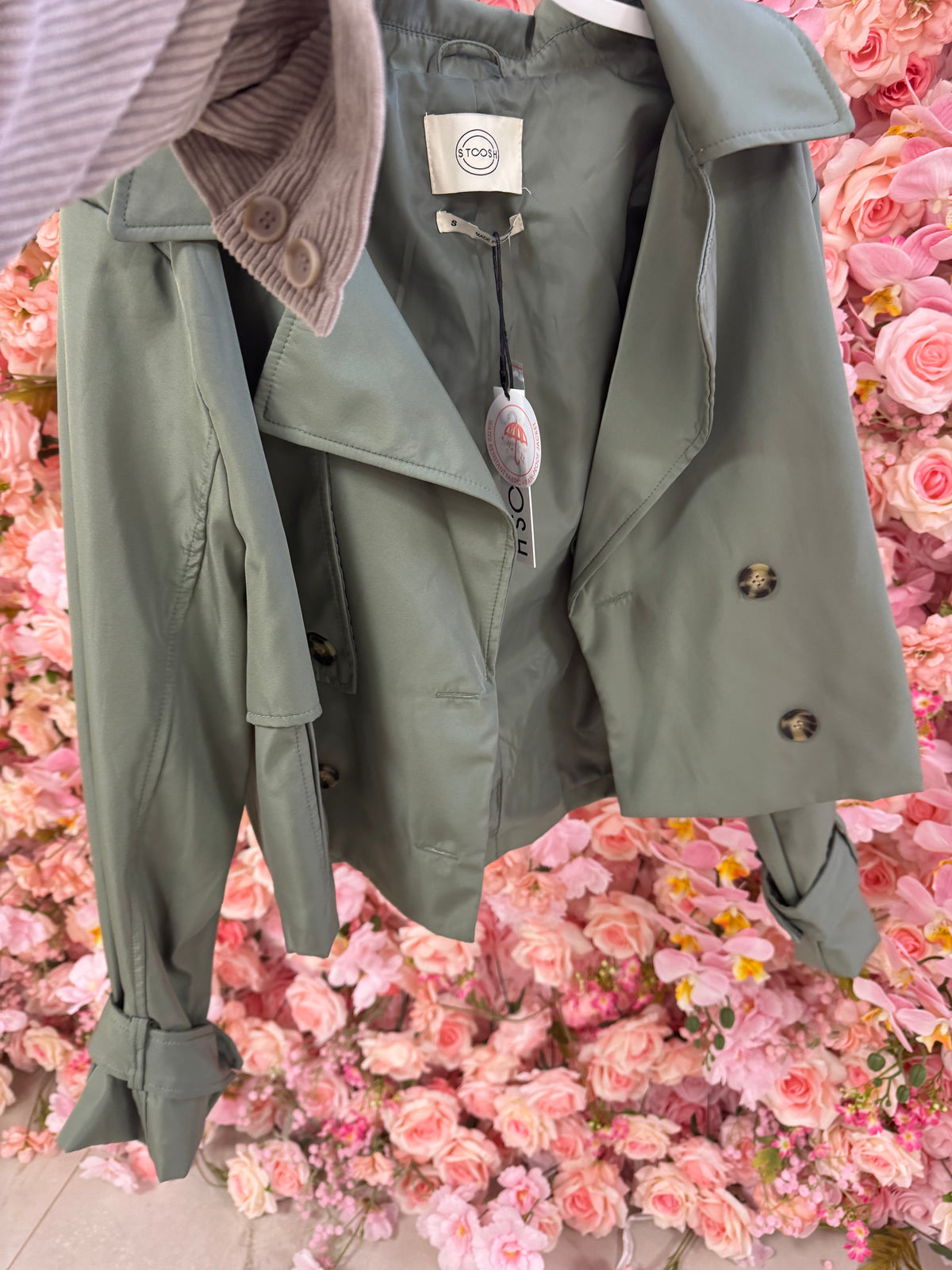 Sage green cropped trench – Lavish 31