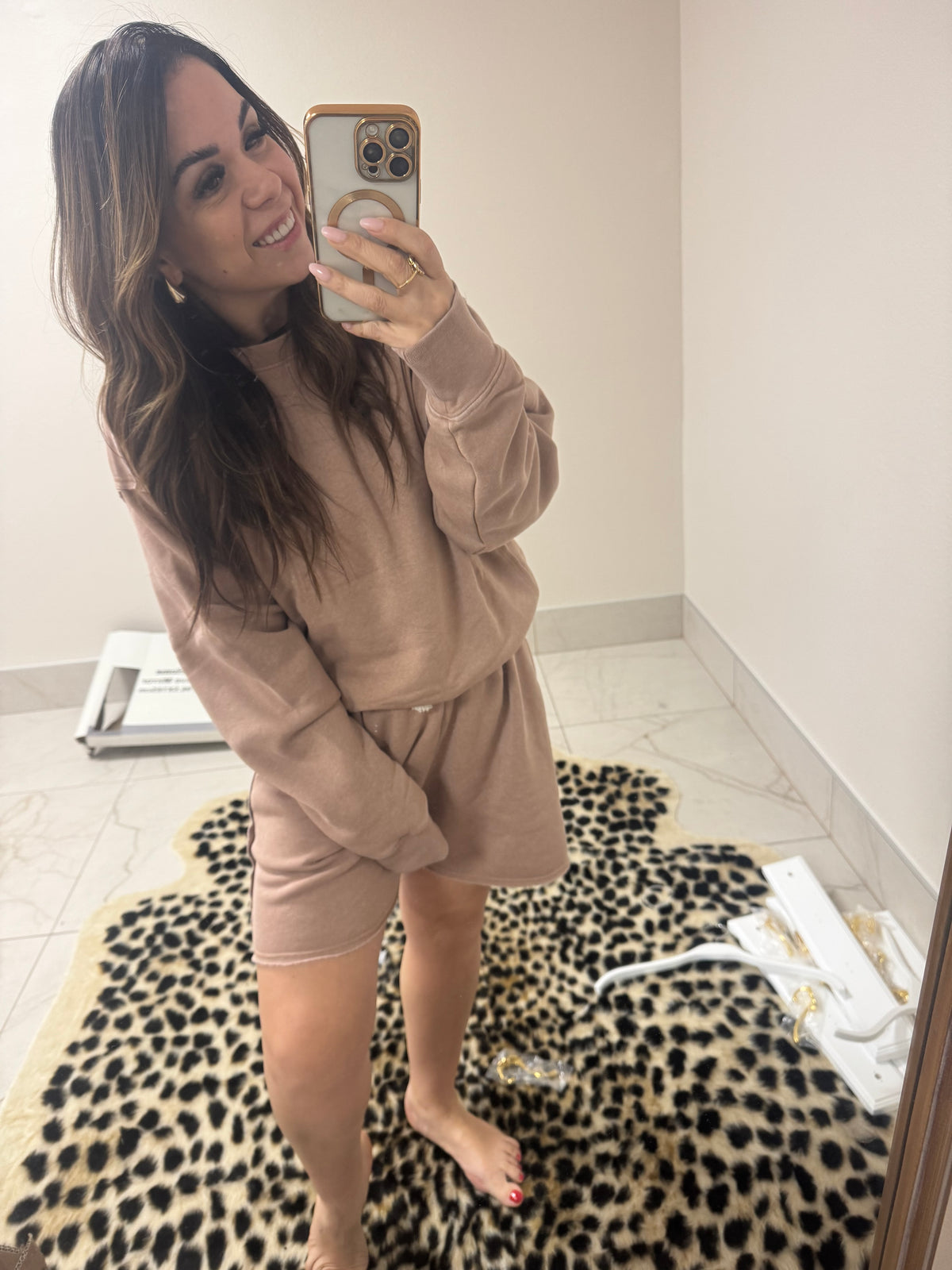Dark taupe long sleeve lounge top – Lavish 31