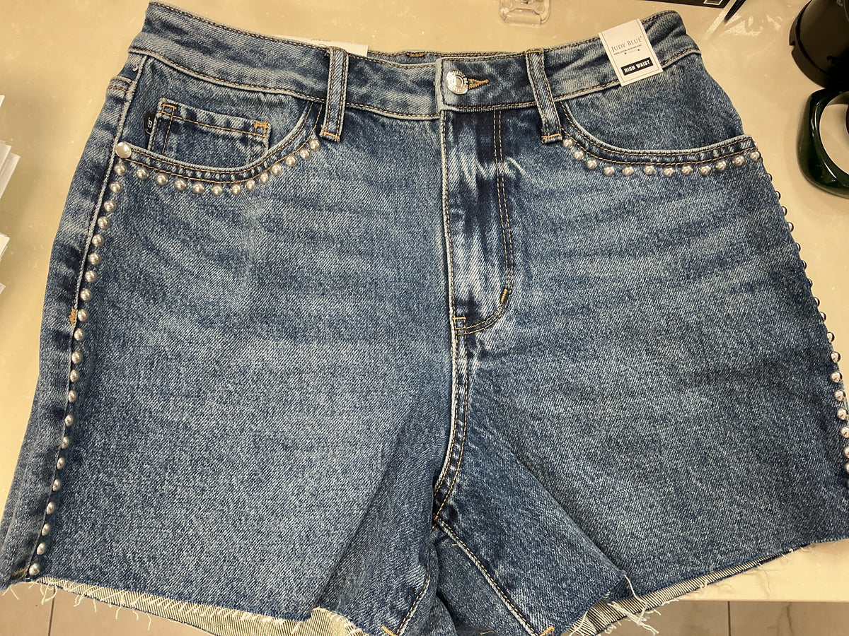 Dark blue studded judy blue shorts – Lavish 31