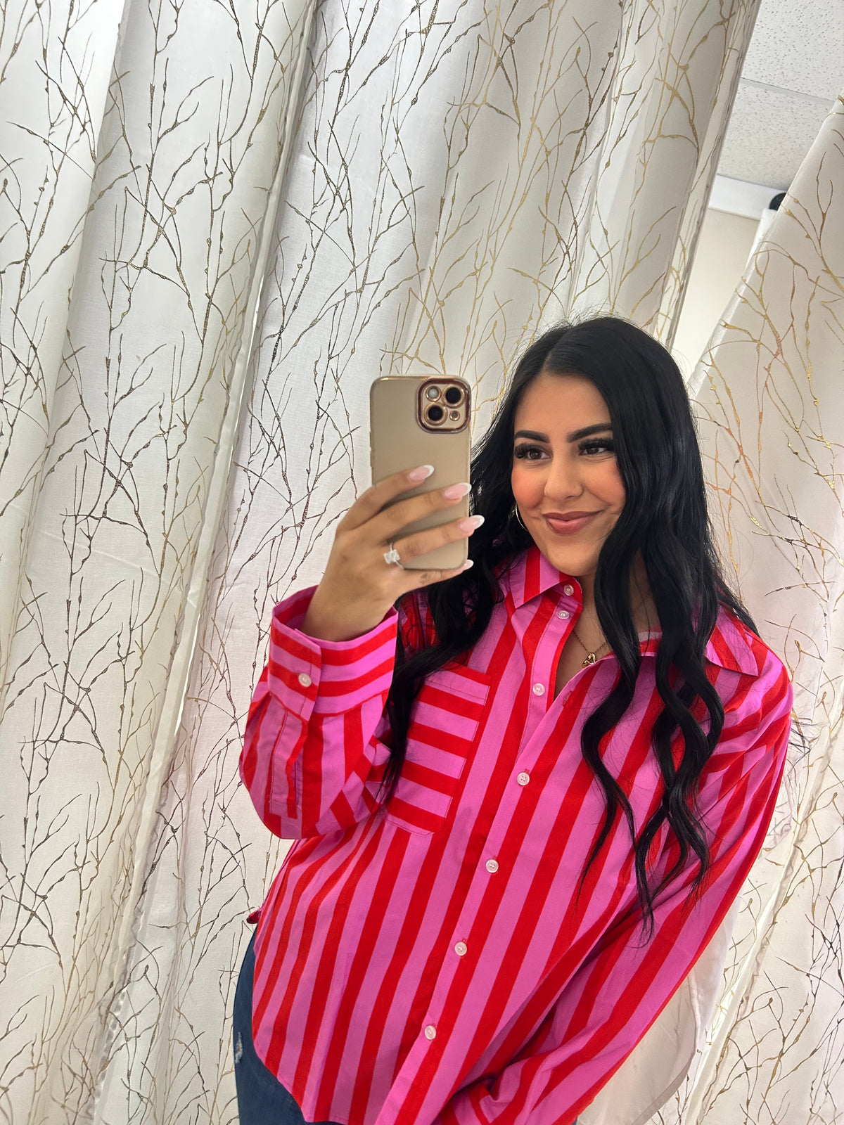 Pink/red stripped button up – Lavish 31