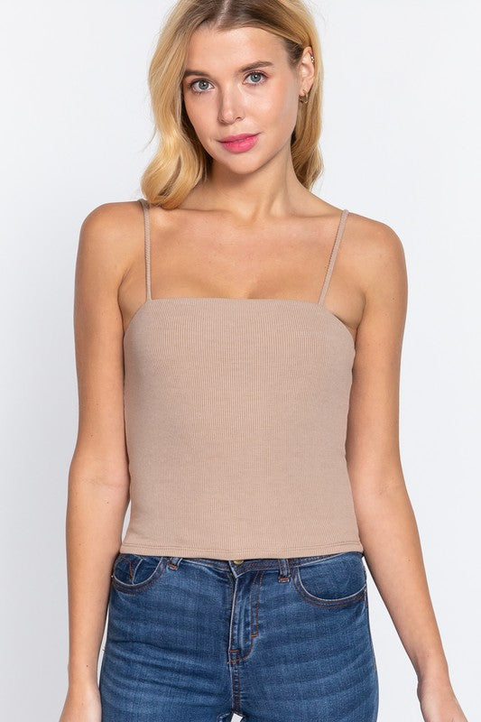 Brown spaghetti strap tank – Lavish 31