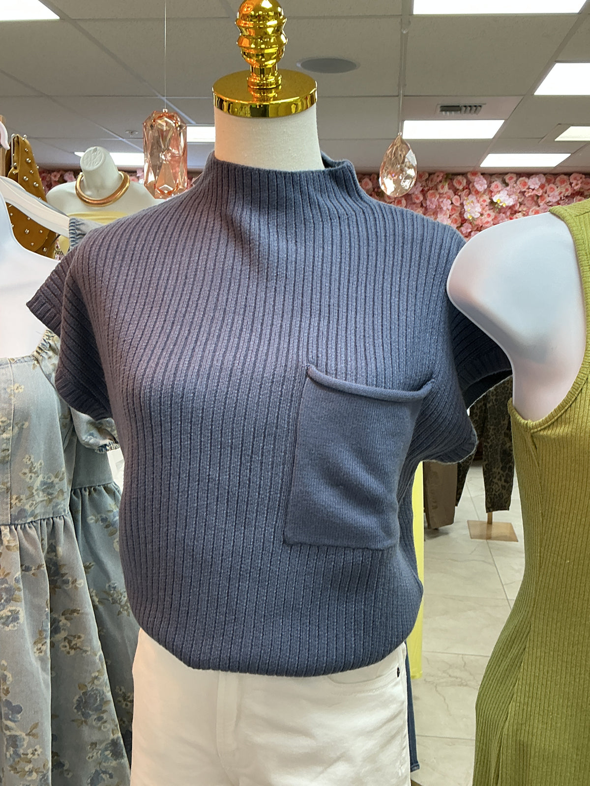 Neck navy blue top – Lavish 31