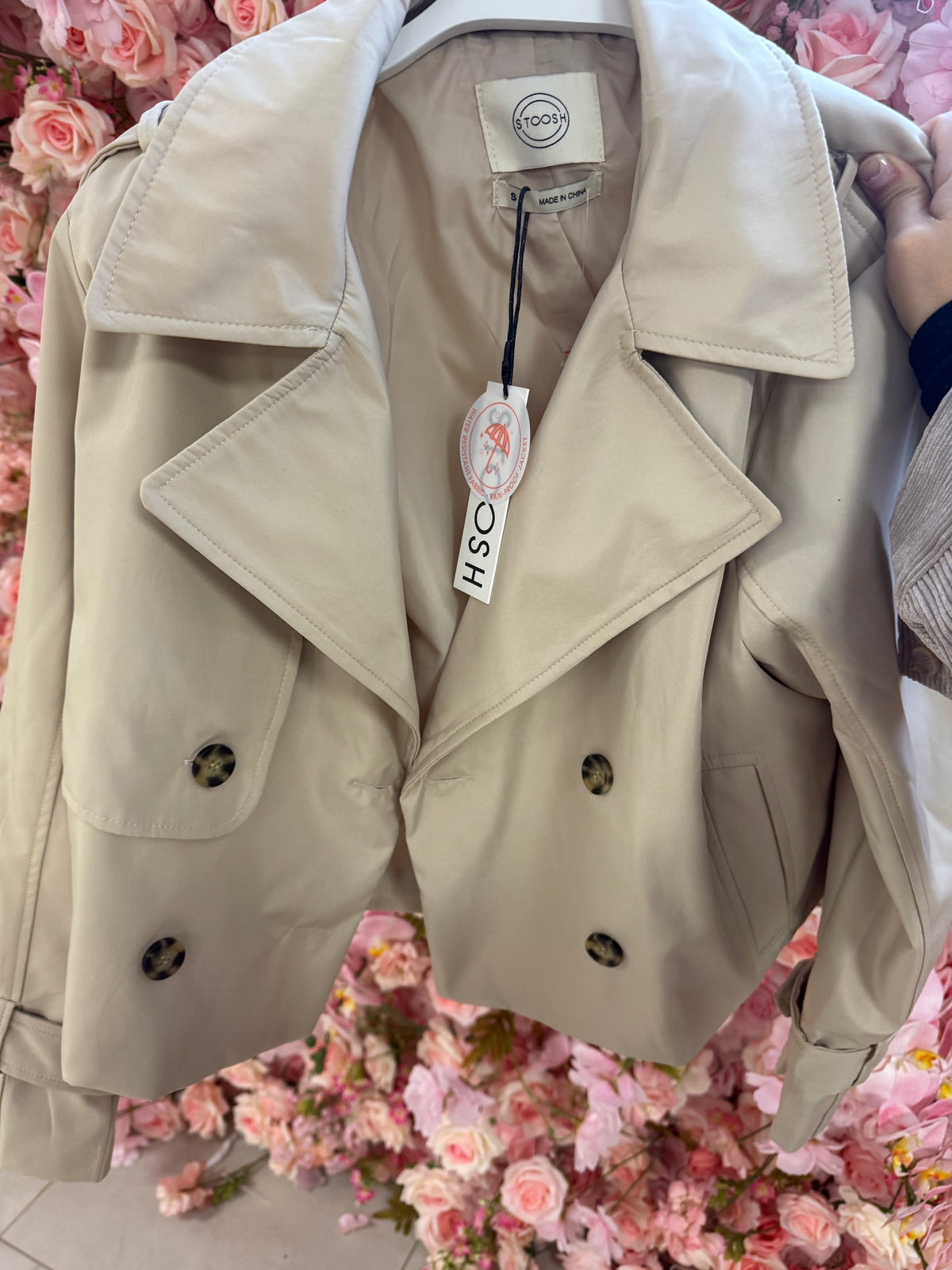 Dusty blue cropped trench coat blue – Lavish 31