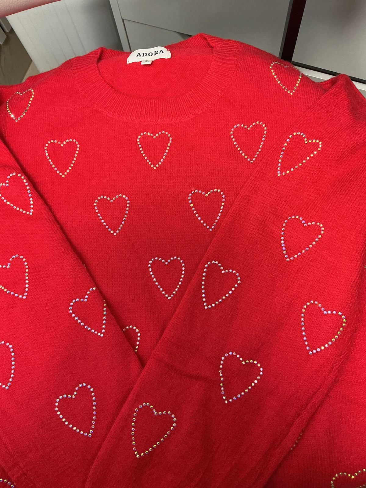 Rhinestone heart sweater top – Lavish 31