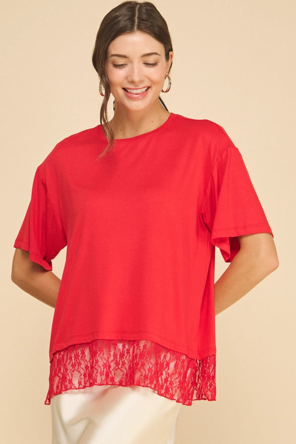 Red top with lace bottom trim – Lavish 31