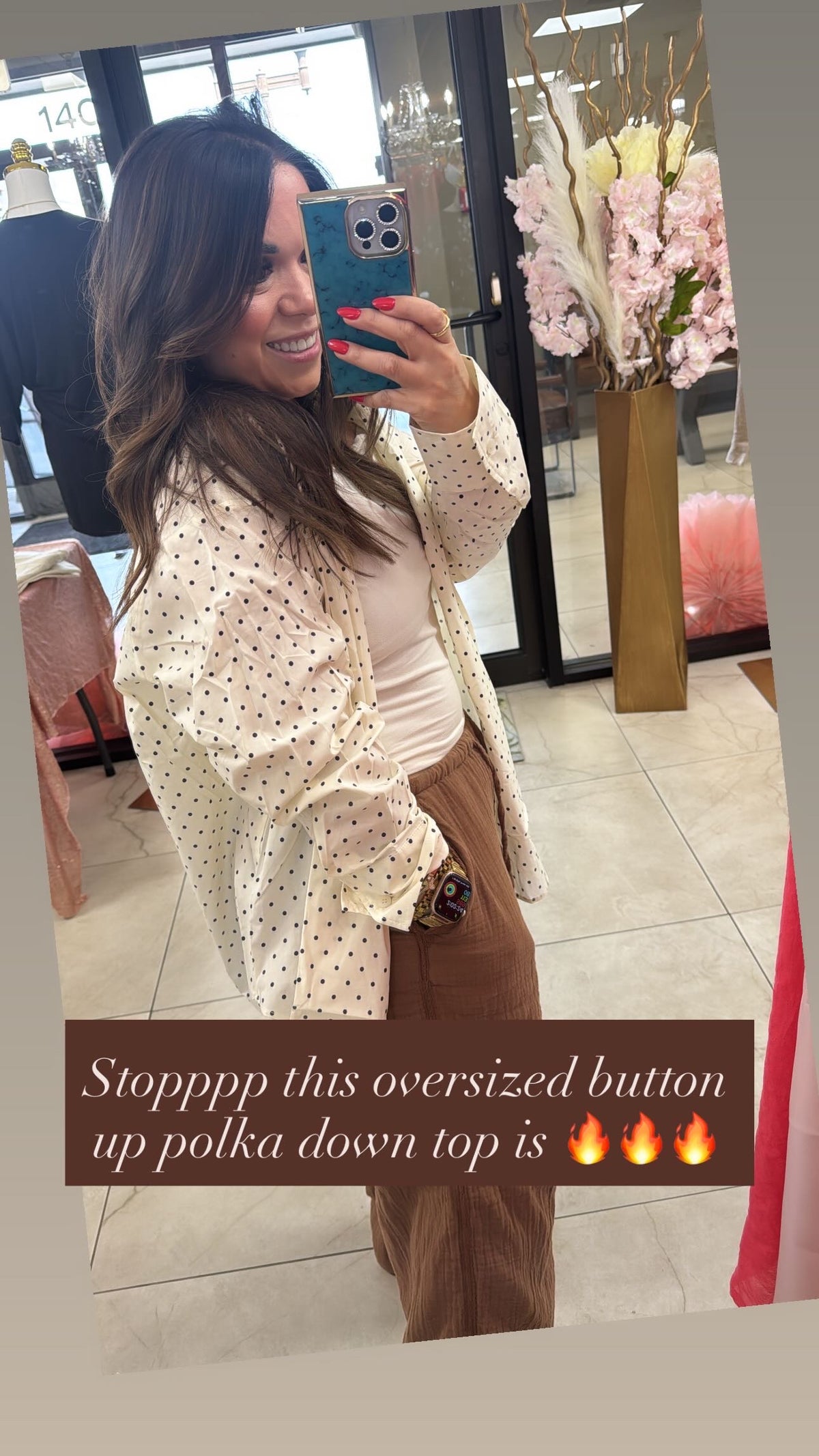 Oversized polkadot button up top – Lavish 31