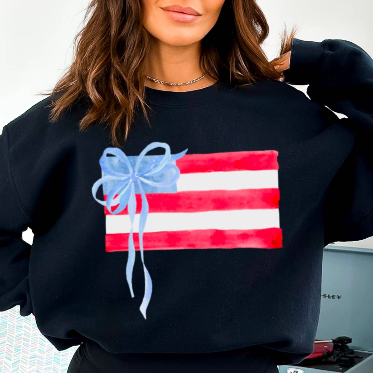 Coquette American Flag, July 4th Patriotic Sweatshirt: Red – Lavish 31 (view 17)