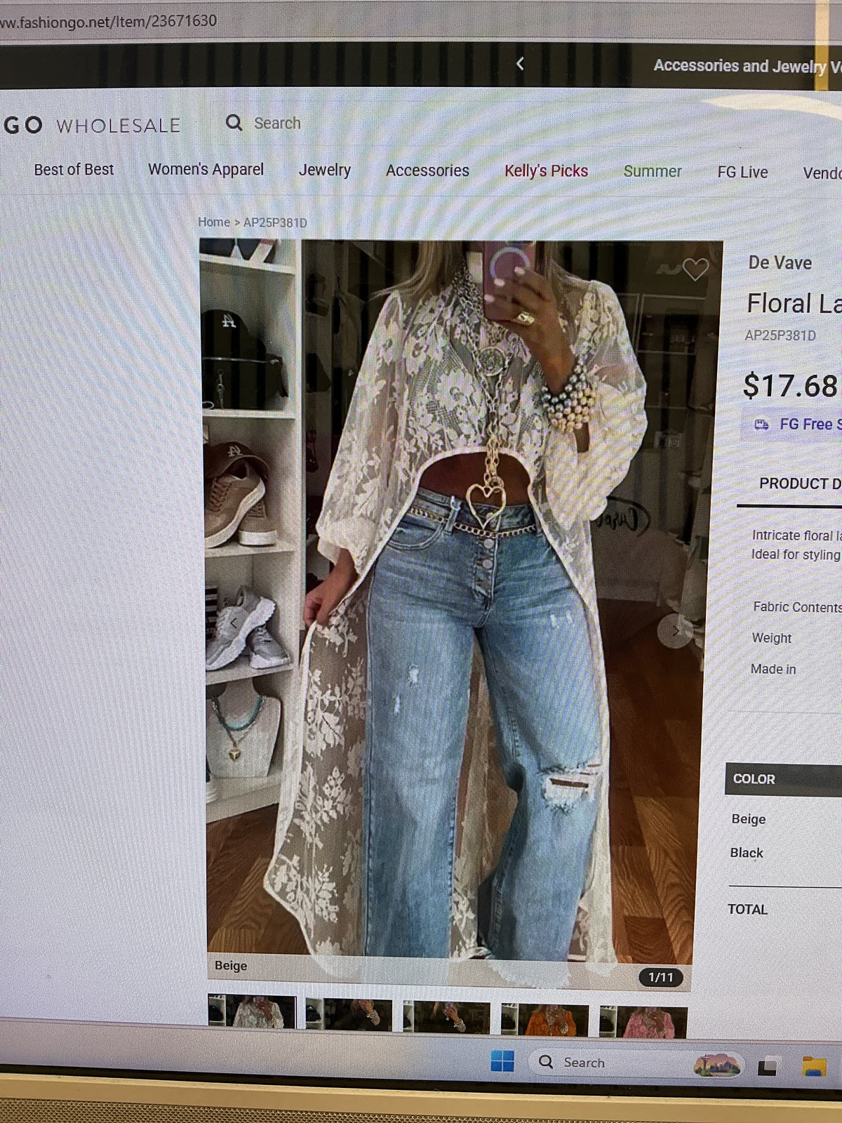 Long sleeve beige lace kimono – Lavish 31