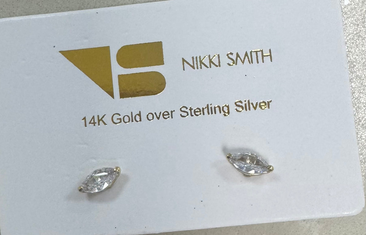 Emily earrings studs Marquise cut gold – Lavish 31