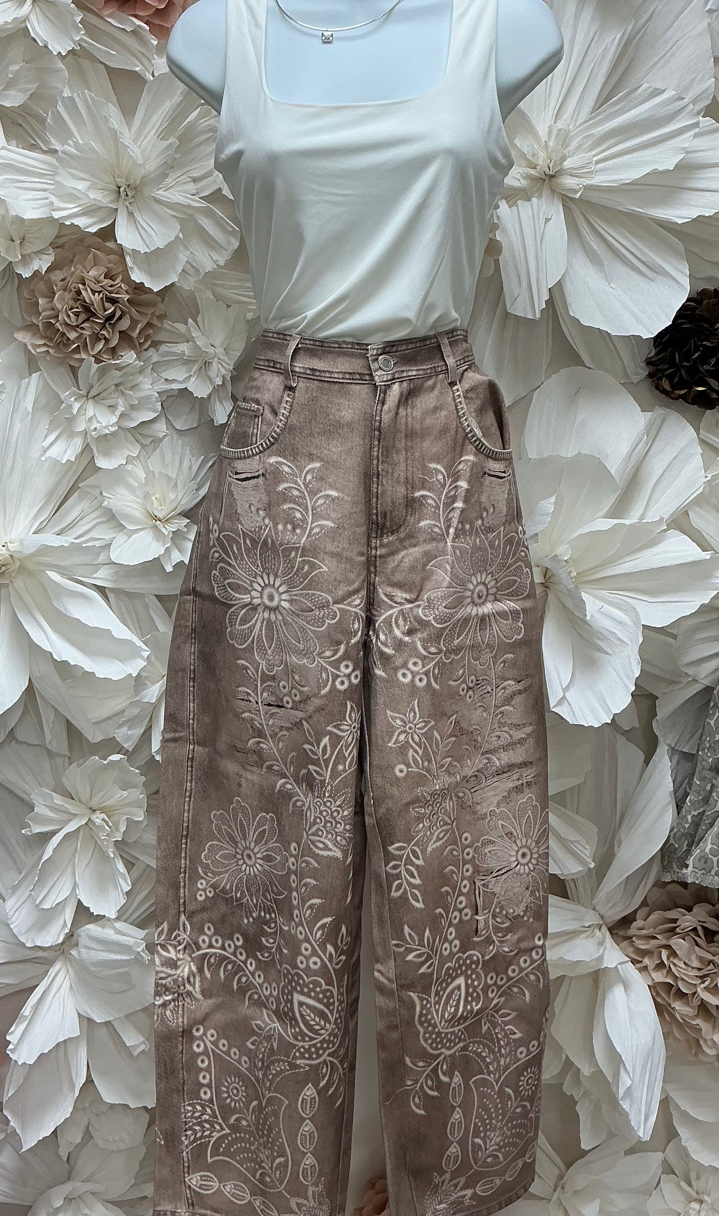 Brown floral barrel pants – Lavish 31