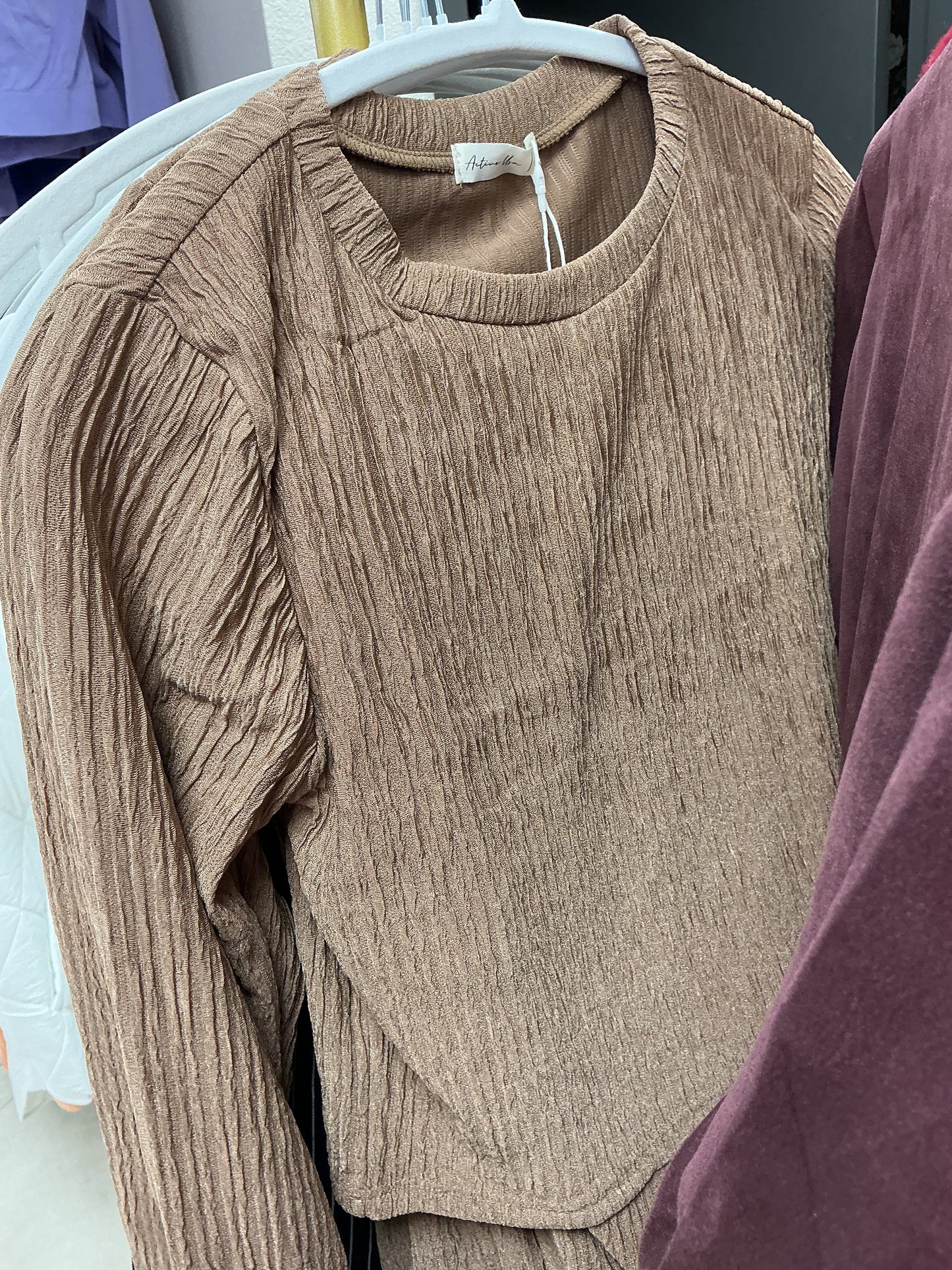 Beige two piece long sleeve set – Lavish 31