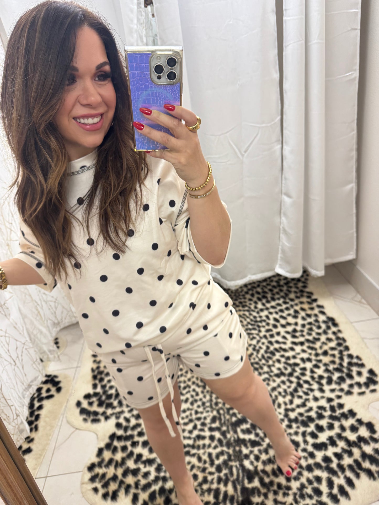 Cream polka dot top – Lavish 31