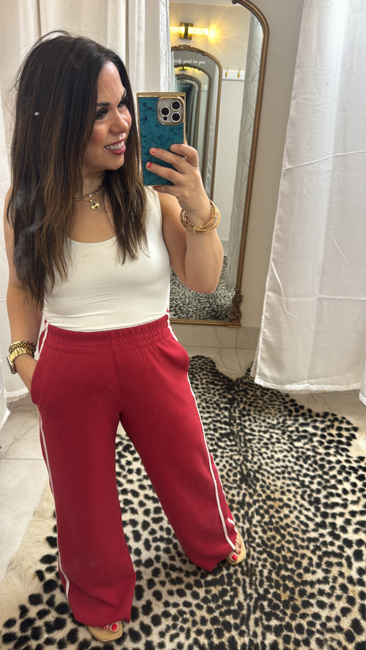 Red sweats with white stripe – Lavish 31