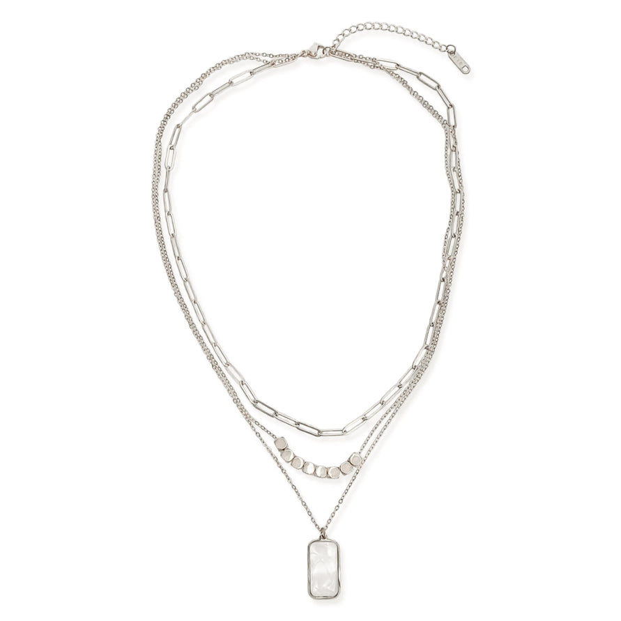 Silver layered necklace
