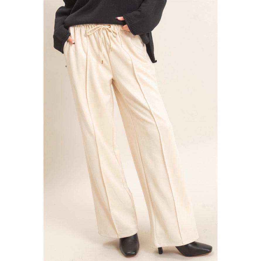 Beige suede pants with a middle line – Lavish 31
