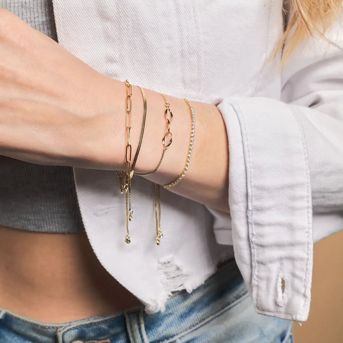 Diamond Chain Gold Slider Bracelet – Lavish 31 (view 2)