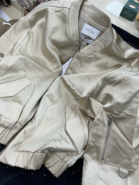 Cream satin bomber jacket – Lavish 31