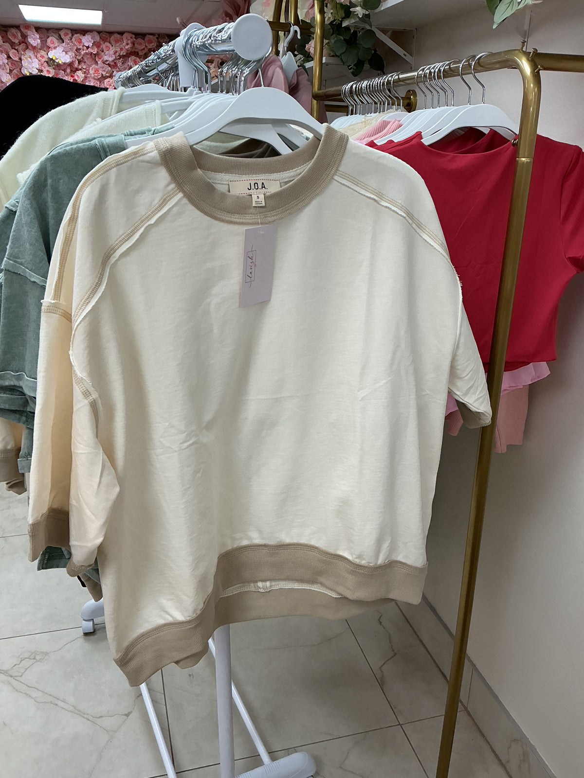 Short sleeve cream brown – Lavish 31