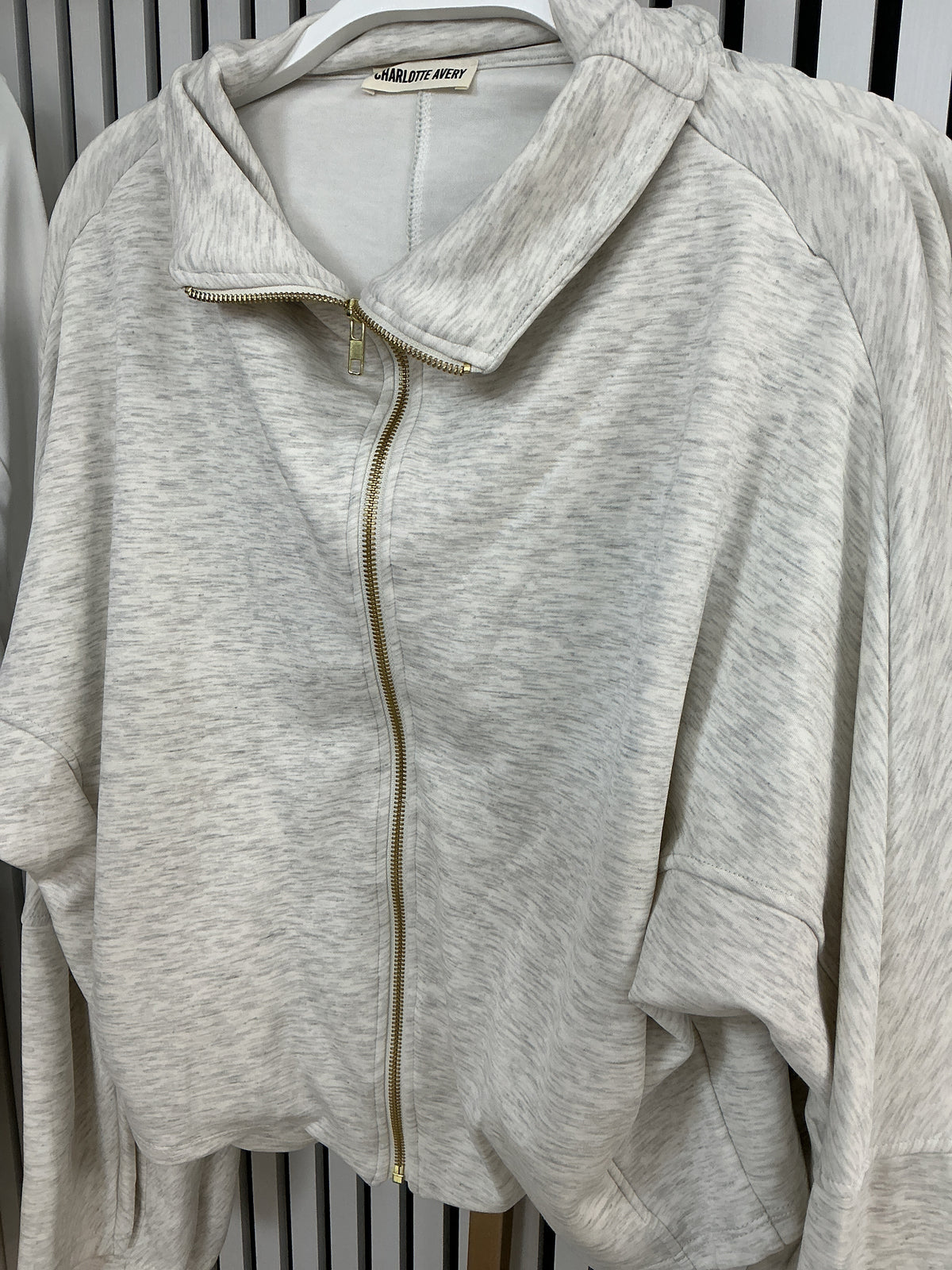Heather grey zip up with gold zipper – Lavish 31