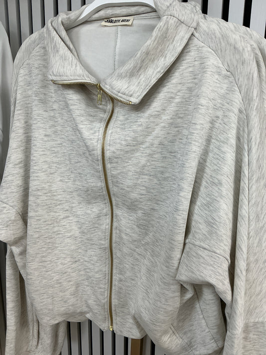Heather grey zip up with gold zipper – Lavish 31