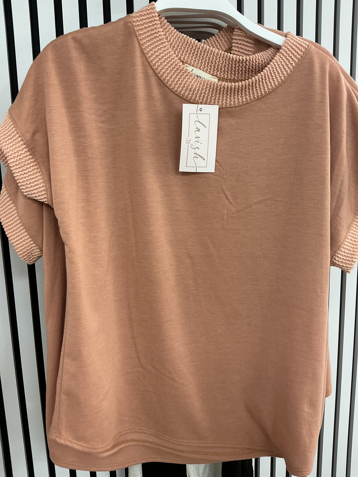 Orange ribbed sleeve top – Lavish 31