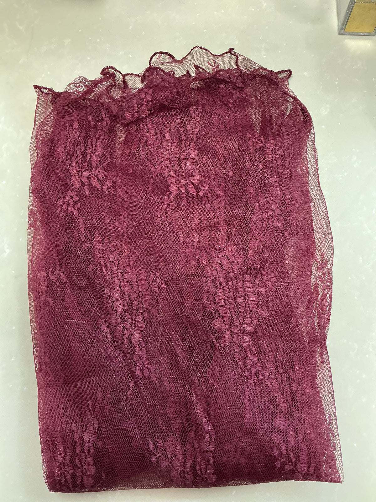 Plus size burgundy lace mesh top – Lavish 31