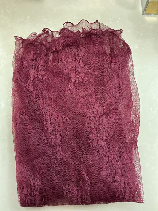 Plus size burgundy lace mesh top – Lavish 31