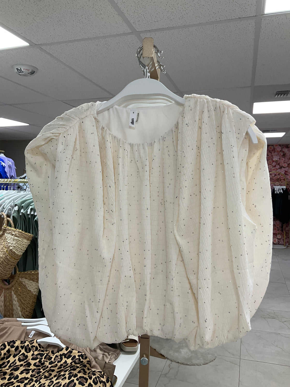 Cream top with rhinestones – Lavish 31