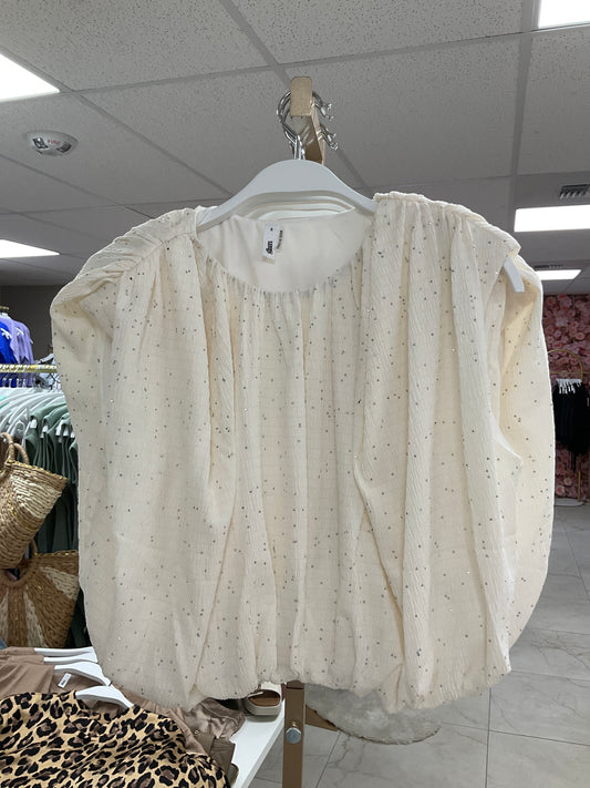 Cream top with rhinestones – Lavish 31