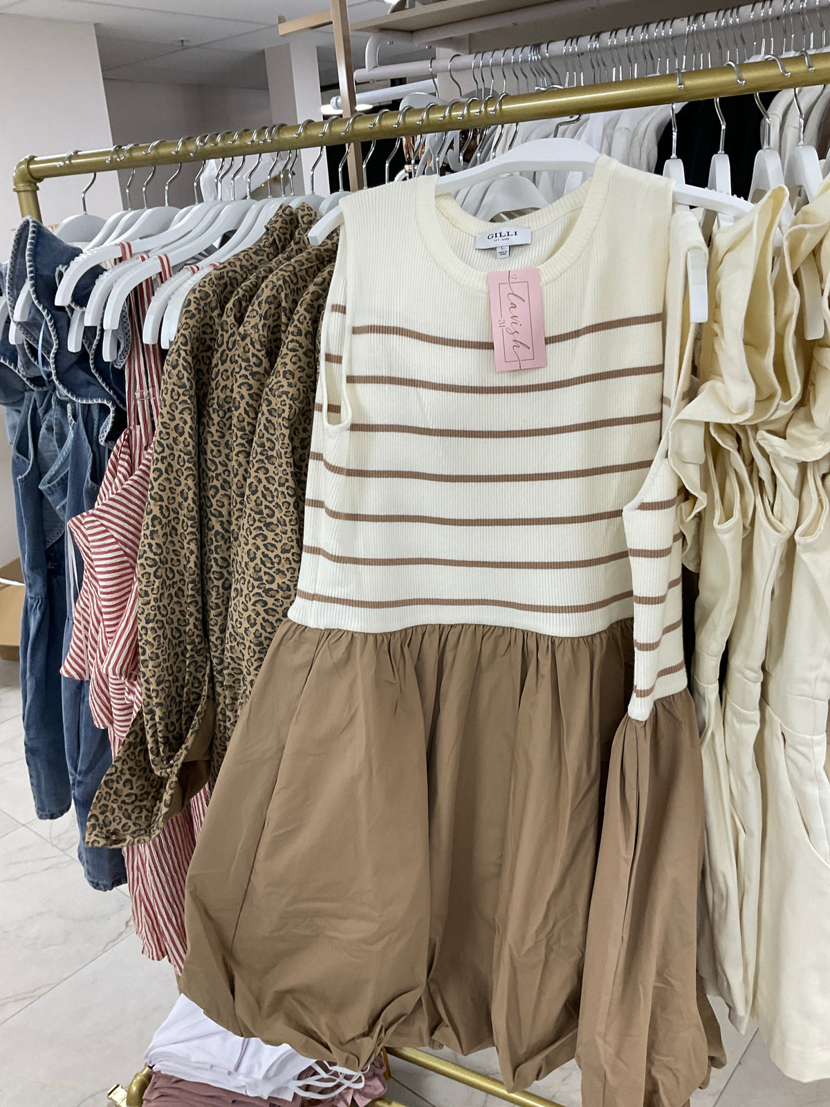 Beige striped dress – Lavish 31