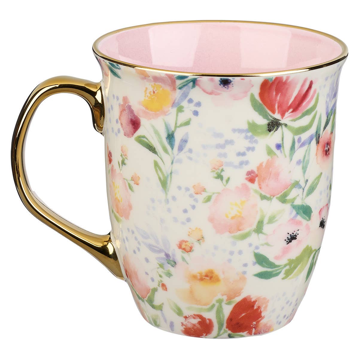 Mug Pink/White Floral Strength & Dignity Prov. 31:25 – Lavish 31 (view 2)