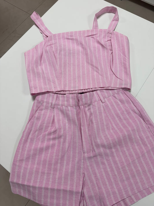 Pink linen short and tank set – Lavish 31