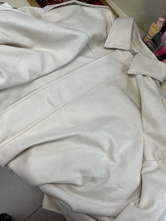 Cream suede bomber jacket – Lavish 31