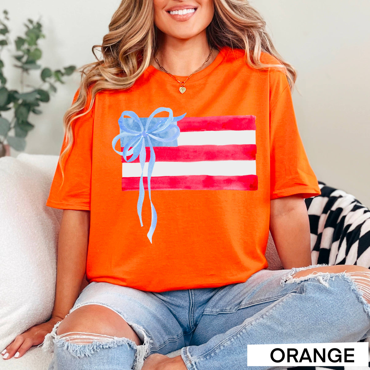 Black Coquette American Flag, July 4th Graphic Tee, Gildan: Black – Lavish 31 (view 23)