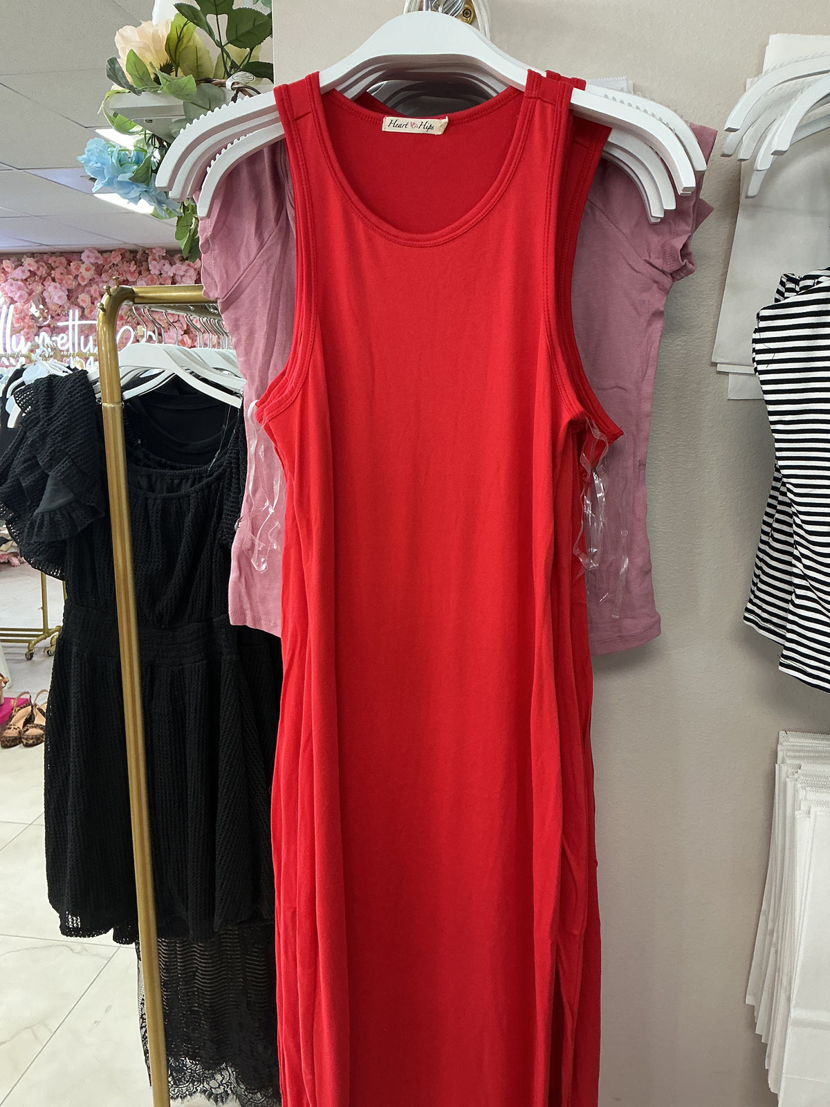 Red long dress with a slit – Lavish 31