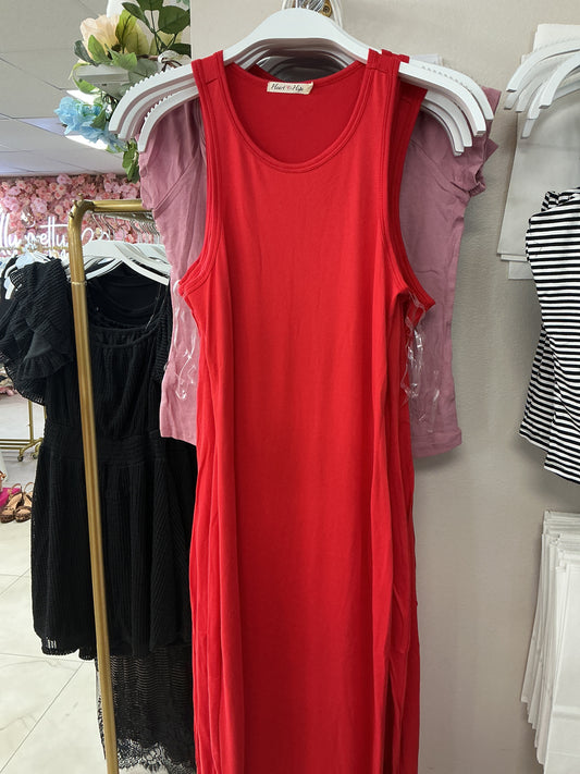 Red long dress with a slit – Lavish 31