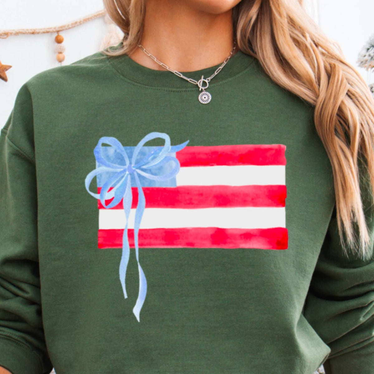 Coquette American Flag, July 4th Patriotic Sweatshirt: Red – Lavish 31 (view 15)