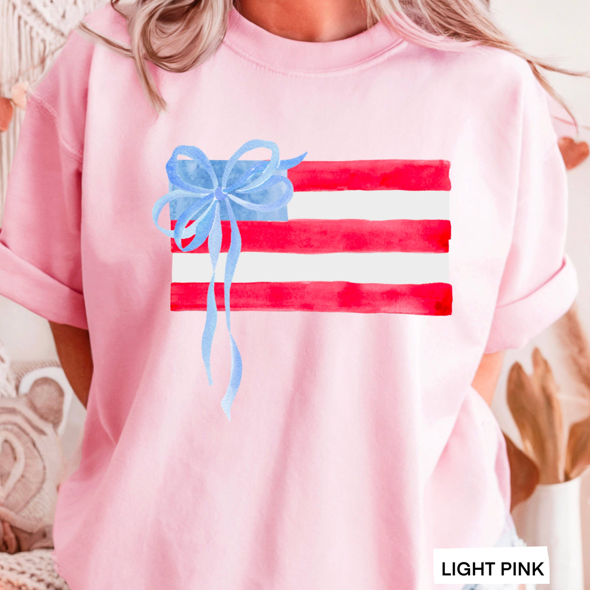Black Coquette American Flag, July 4th Graphic Tee, Gildan: Black – Lavish 31 (view 10)