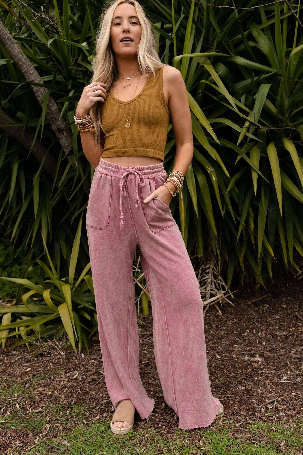 Relaxing mauve pink/purple flowy pants – Lavish 31 (view 6)