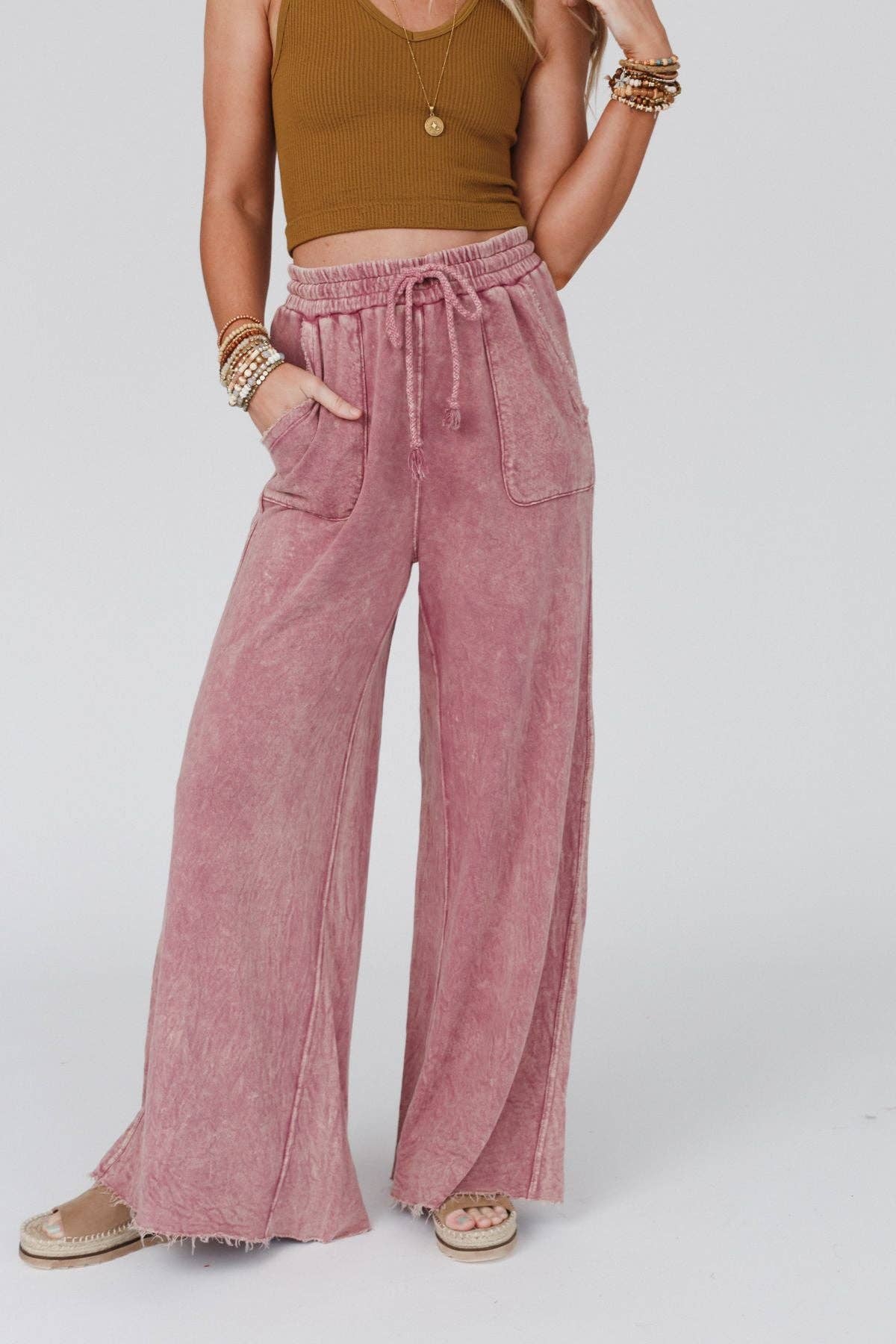 Relaxing mauve pink/purple flowy pants – Lavish 31