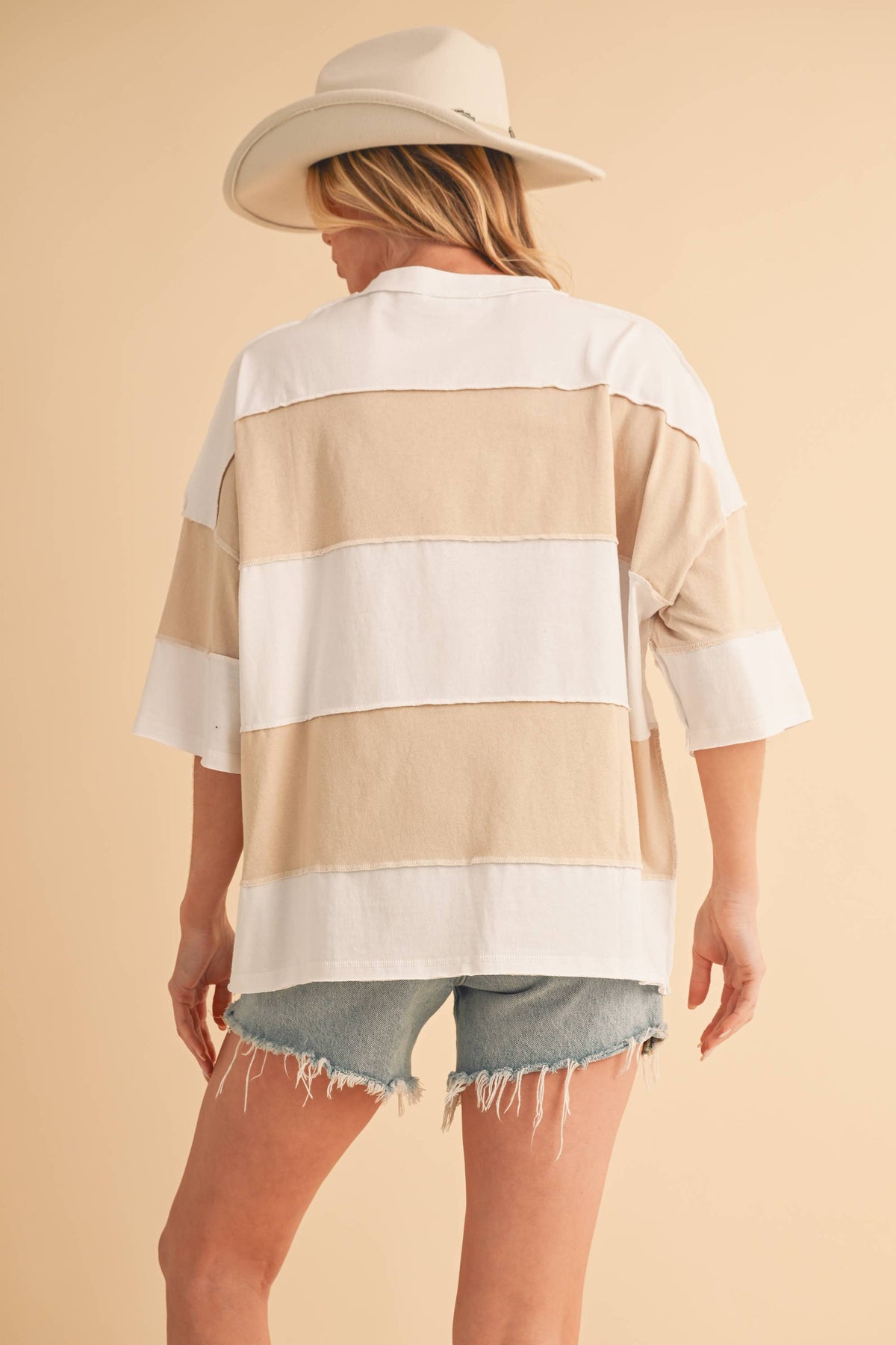 White and beige stripe top – Lavish 31 (view 2)