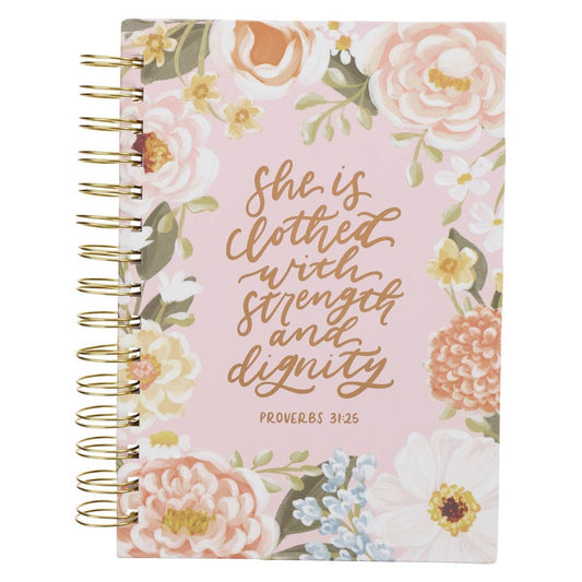 Journal Wirebound Pink Floral Strength & Dignity Prov. 31:25 – Lavish 31