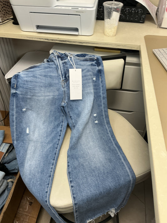 Risen high rise dark blue jeans – Lavish 31