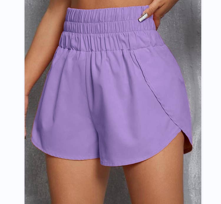 Athletic workout high rise sports shorts: green short – Lavish 31 (view 3)