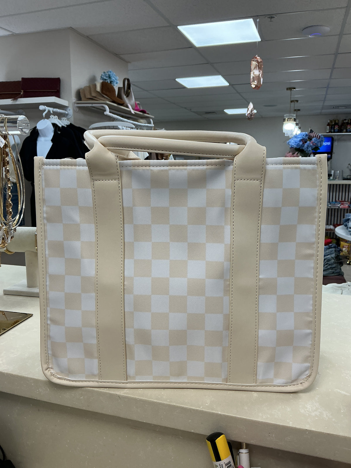 Checkered print tote bag – Lavish 31
