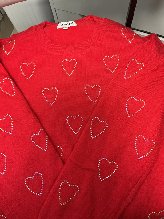 Rhinestone heart sweater top – Lavish 31