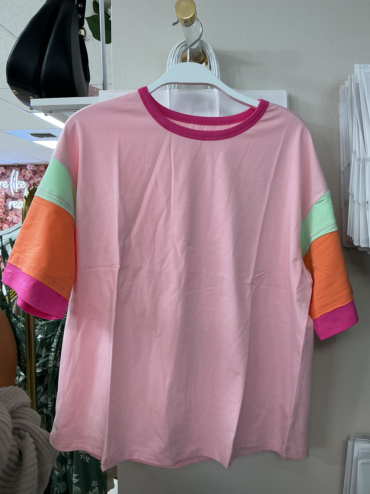 Pink shirt with colorful sleeves – Lavish 31