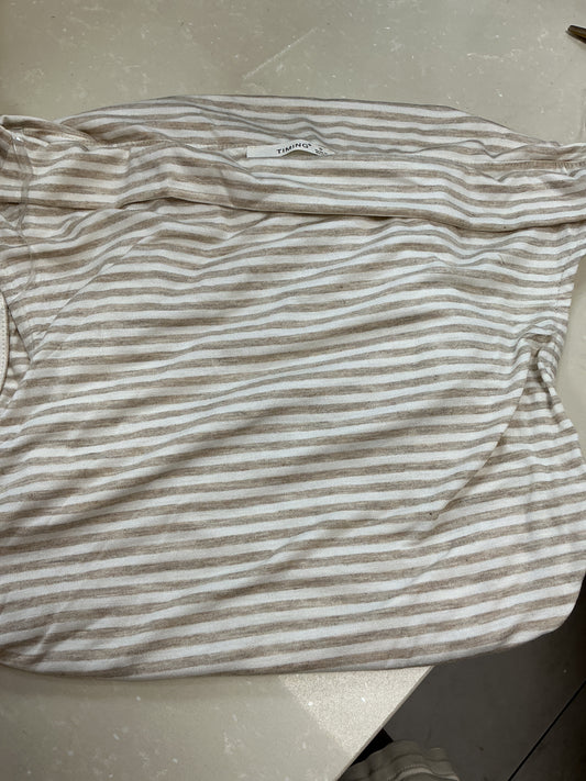 Beige/ white striped off the shoulder top – Lavish 31