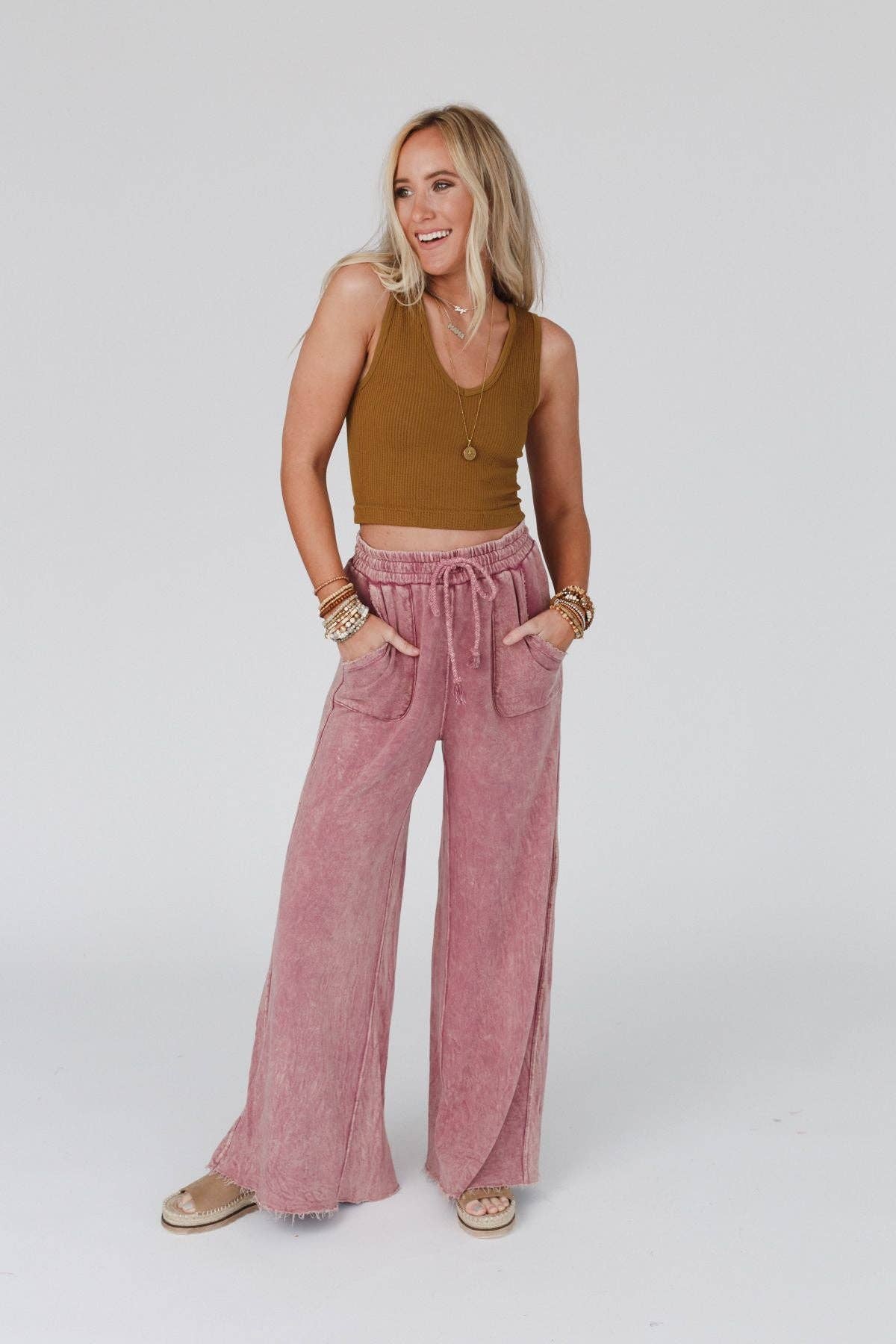 Relaxing mauve pink/purple flowy pants – Lavish 31 (view 7)