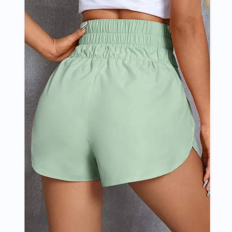 Athletic workout high rise sports shorts: green short – Lavish 31 (view 11)